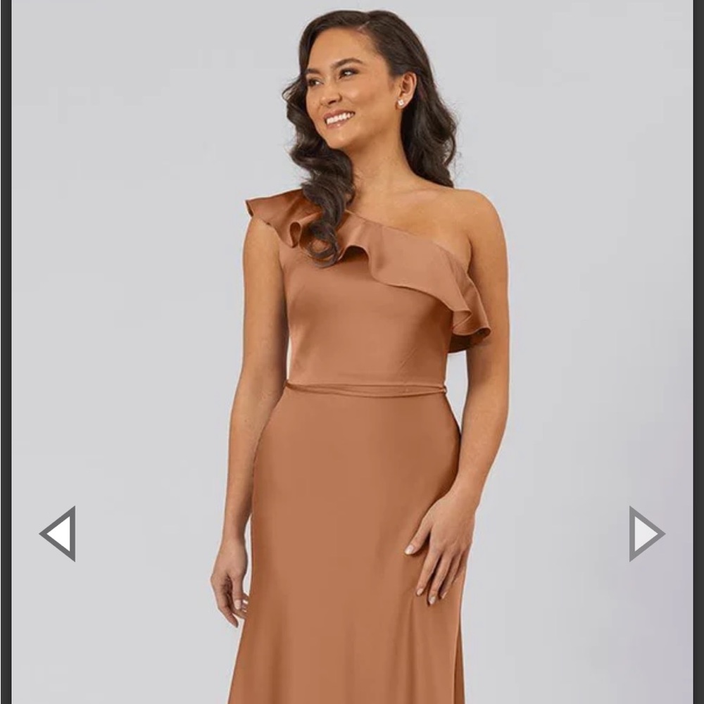 Kennedy Blue Freya Tea length Bridesmaid Dress; Color Rust. Like new, worn once!